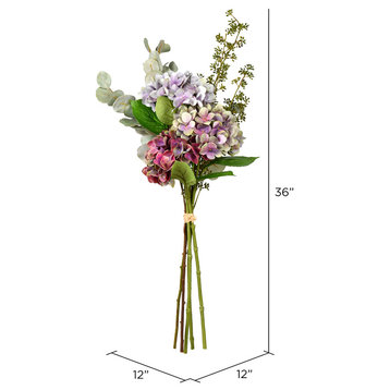 36" Gray Lilac Hydrangea Bundle Bouquet