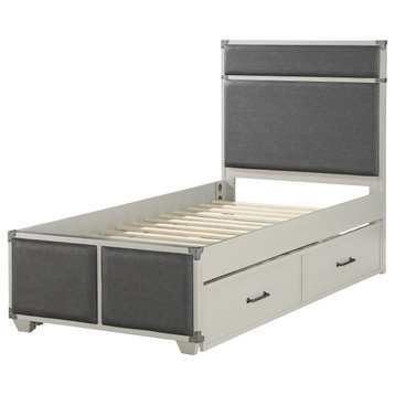 Orchest Twin Bed, Gray PU and Gray