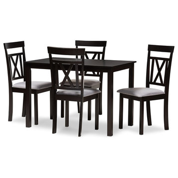 Rosie Espresso Brown and Gray Upholstered 5-Piece Dining Set