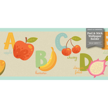GB90111 Fruit Alphabet Peel and Stick Wallpaper Border 10in x 15ft