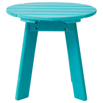 20"D Outdoor Patio HDPE Round Side Table, Aqua
