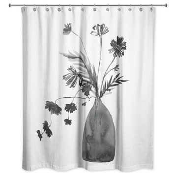Monochromatic Floral III 71"x74" Shower Curtain