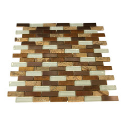 Glossy White & Light and Dark Brown Stone Authentic Glass Mosaic Tiles Collectio - Home Accessories & Decor