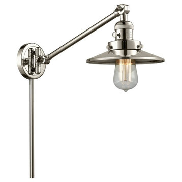 1-Light 8" Swing Arm Polished Nickel -  Bulb Included