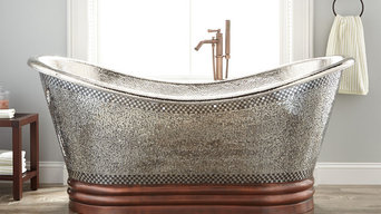 71" ANASTASIA MOSAIC NICKEL-PLATED COPPER DOUBLE-SLIPPER TUB