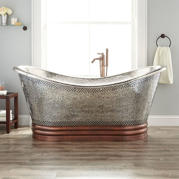 71" ANASTASIA MOSAIC NICKEL-PLATED COPPER DOUBLE-SLIPPER TUB