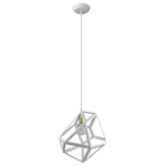 Trend Lighting - Hedron 1-Light White Pendant - Elevate your space with the eye-catching Hedron.  This funky pendant features an asymmetrical, open geometric iron shade in two finish combinations; black with a copper socket and white with a gold socket.