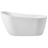 Elegant Decor Chantal 54" Iron and Nylon Soaking Single Slipper Bathtub in White