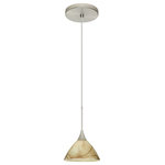 Besa Lighting - Besa Lighting 1XT-174383-SN Domi-One Light Cd Pendant with Flat Canopy-5 Inche - Canopy Included: Yes  Canopy DiDomi-One Light Cord  Mocha Glass *UL Approved: YES Energy Star Qualified: n/a ADA Certified: n/a  *Number of Lights: 1-*Wattage:50w Halogen bulb(s) *Bulb Included:Yes *Bulb Type:Halogen *Finish Type:Bronze