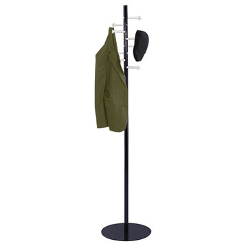 Safco's Steel Spiral Nail Head Standing Coat Rack in Black - 15"D x 15"W x 67"H