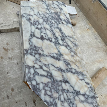 Custom Calacatta Viola Marble Sink with Walnut Vanity