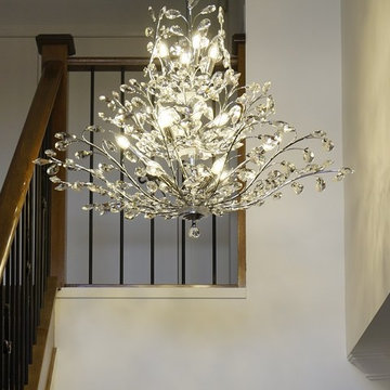 Contemporary Euro Style 18-Light Chrome Finish Clear Crystal Floral Chandelier