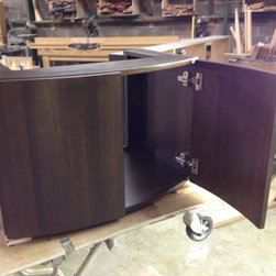 Curved Front Walnut Veneer Vanity Cabinet - Bathroom Vanities And Sink Consoles