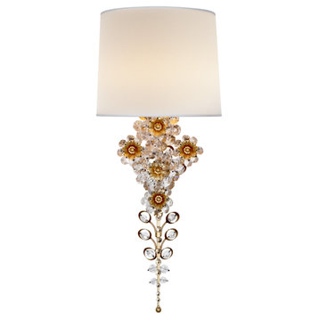 Claret Tail Sconce in Gild with Linen Shade