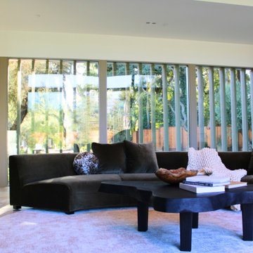Architectural Living Room with Integrated Fireplace Wall