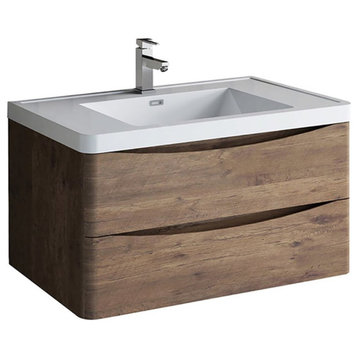 Fresca Tuscany 36" Modern Wood Bathroom Cabinet with Integrated Sink in Brown