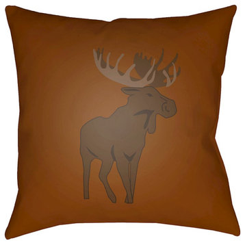 Moose by Surya Poly Fill Pillow, Brown, 18' x 18'