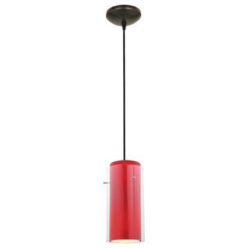 Glass`n Glass Cylinder Oil Rubbed Bronze Pendant (28033-1C-ORB/CLRD)