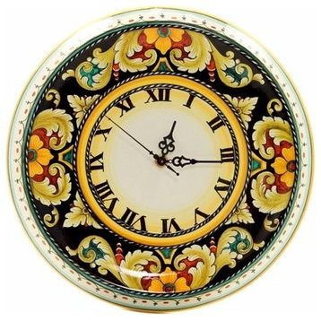 Deruta Vario, Round Wall Clock, Dec. Foglie F. Nero