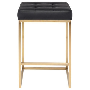 Chi Stool, Seat: Black, Frame: Brushed Gold, Counter Height