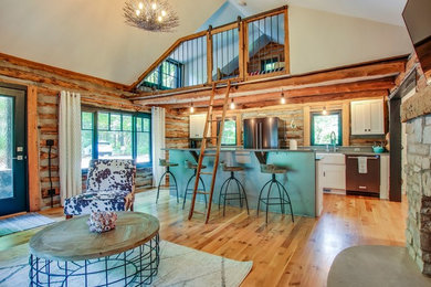 Living room - rustic living room idea in Grand Rapids