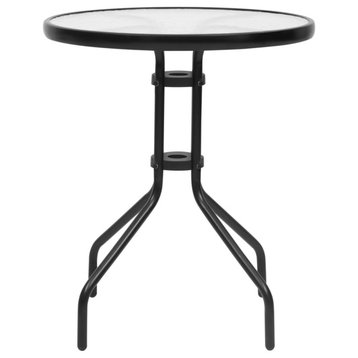 Vidaxl Patio Table Black 23.6"x27.6" Steel