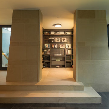 Modern Home Office + Limestone Library