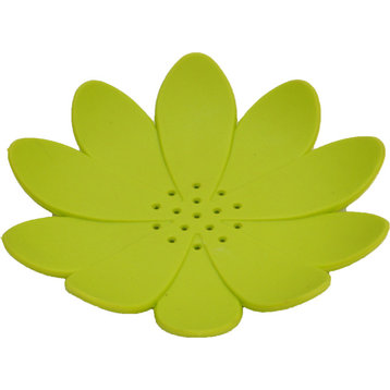 Water Lily Flexible Soap Dish Holder Self Draining, Green