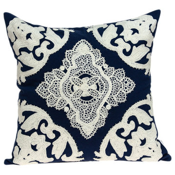 Parkland Collection Rani Traditional Blue Pillow Cover With Poly Insert