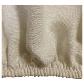 100% Linen Fitted Sheet Deep Pocket Elastic All Around, Ivory Twin XL Size