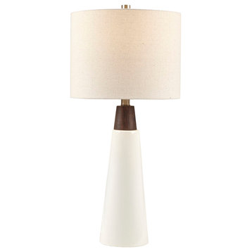 INK+IVY Tristan Triangular Ceramic and Wood Table Lamp