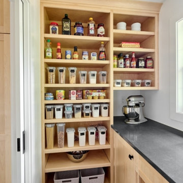 Navy Blue & Maple Kitchen with Walk-in Pantry