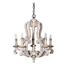 Parrotuncle Antique Wooden Candle Chandelier, White