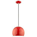 Livex Lighting - Livex Lighting 41181-72 Metal Shade - 10" One Light Mini Pendant - Featuring a clean and crisp modern look. This miniMetal Shade 10" One  Shiny Red Shiny Red  *UL Approved: YES Energy Star Qualified: n/a ADA Certified: n/a  *Number of Lights: Lamp: 1-*Wattage:60w Medium Base bulb(s) *Bulb Included:No *Bulb Type:Medium Base *Finish Type:Shiny Red