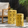 GDF Studio Utica Antique Style 2-Piece Yellow Accent Side Table, Yellow