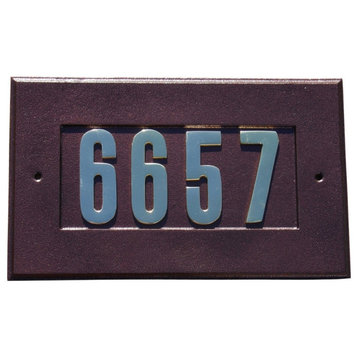 Address Plate With 3" Gold Brass Numbers, Numbers Included, Antique Copper