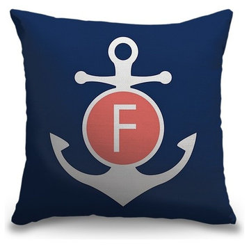 "Letter F - Anchor Circle" Pillow 20"x20"
