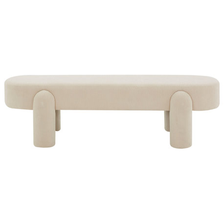Safavieh Couture Laurence Corduroy Bench, Sand