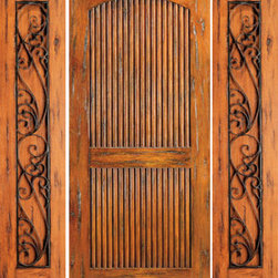 Knotty Alder Exterior Prehung Door With Two Sidelites, 2 Panel - Front Doors