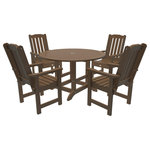 Highwood USA - Lehigh 5-Piece Round Dining Set, Weathered Acorn - 100% Made in the USA - backed by US warranty and support