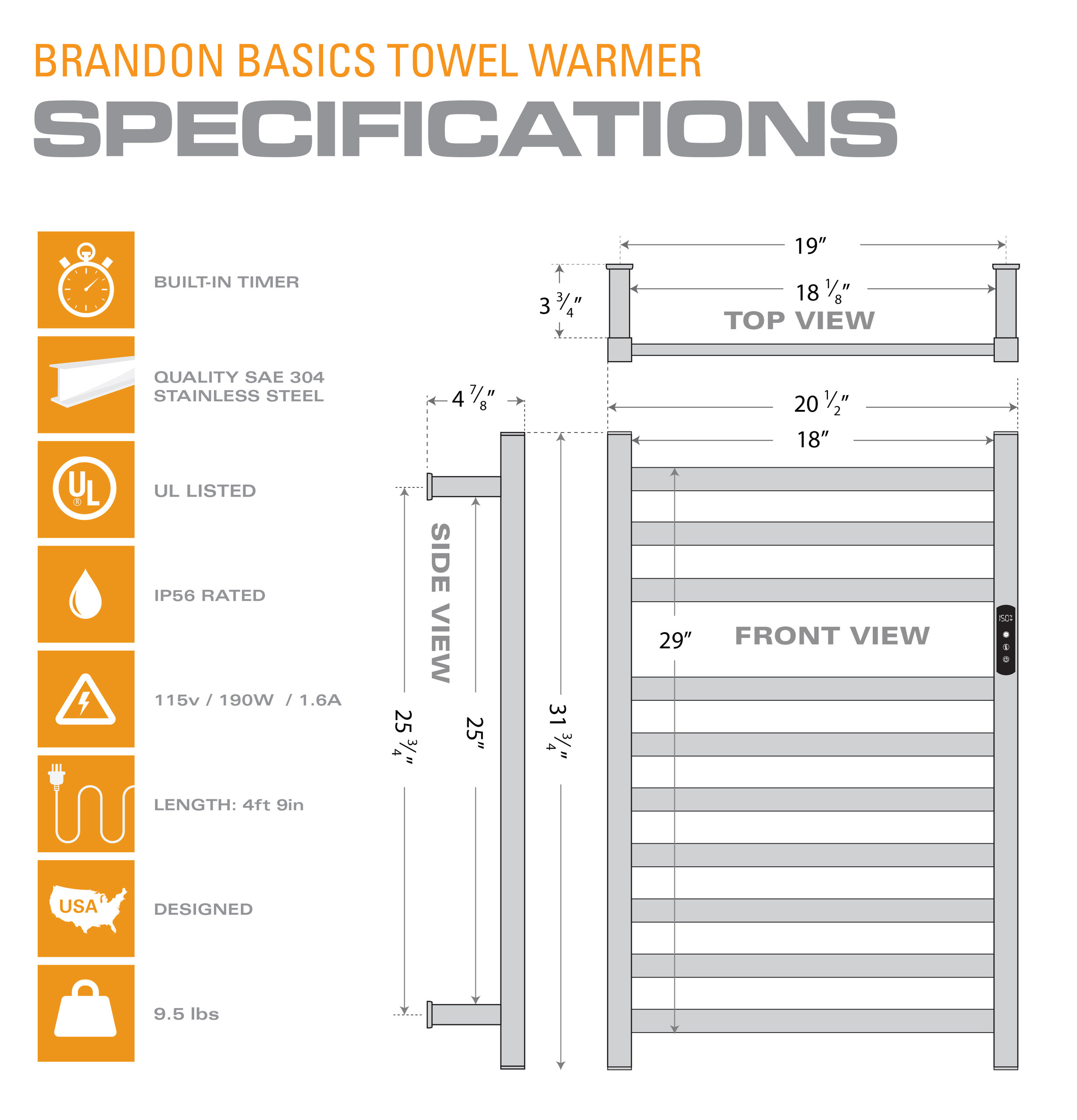 Brandon basics towel warmer modern towel warmers by efex media