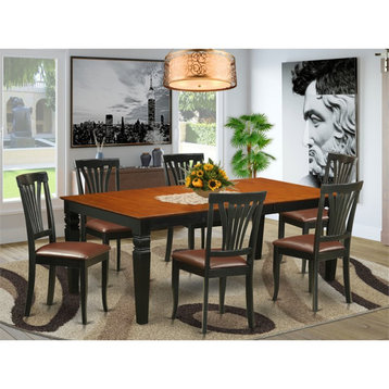 East West Furniture Logan 7-piece Wood Dining Table Set in Black/Cherry