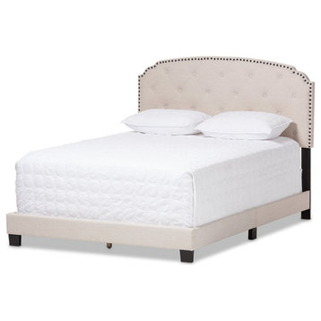 Baxton Studio Lexi Tufted King Low Profile Bed in Light Beige