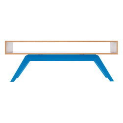 Eastvold Furniture - Elko Coffee Table, White Oak, Blue Base - Coffee Tables
