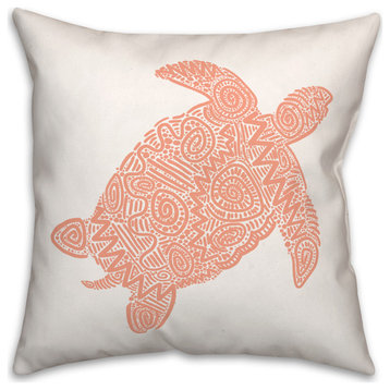 Patterned Sea Turtle Coral 18x18 Pillow