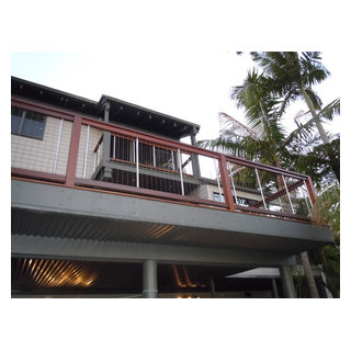 Sentrel Vertical Cable Railing Hardwood and Vertical Wire Deck Railing - Tropical - Sydney - by ...