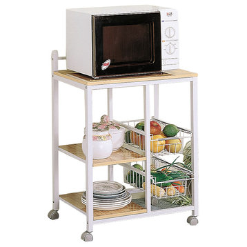 3-Shelf Kitchen Cart, Natural Brown and White
