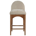 Meridian Furniture - Waldorf Chenille Upholstered Stool, Black, Chenille, Natural Finish, Beige, Chenille Fabric, Walnut Finish - Elegant and eye-catching, the stunning beige chenille fabric Waldorf Stool from Meridian Furniture is the perfect addition to any space.