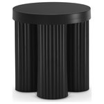 Meridian Furniture - Rhodes Coffee Table / End Table, Black, End Table - The Rhodes End Table is a beautifully crafted piece that can enhance the look of any room. It features a sleek and modern design with a matte black finish, which adds a touch of sophistication to the iron metal table. The fluted legs of the table are not only aesthetically pleasing, but also provide sturdy support, making it a durable and practical addition to any living space.