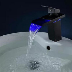 New Black Bronze Brass Temperature Control LED Bathroom Sink Faucet TB268L - Bathroom Sink Faucets